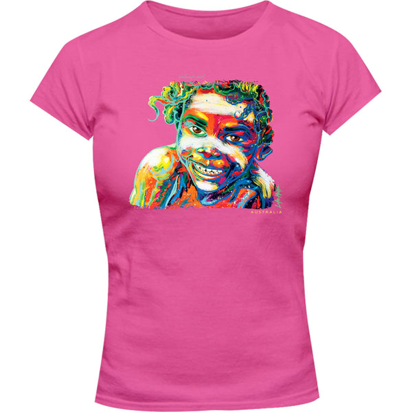 Yalanji Girl 2 - Ladies Slim Fit Tee - Graphic Tees Australia