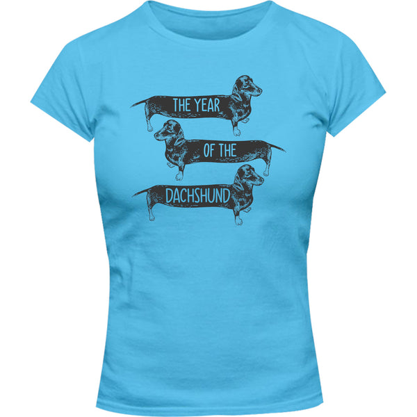 Year Of The Dachshund - Ladies Slim Fit Tee - Graphic Tees Australia