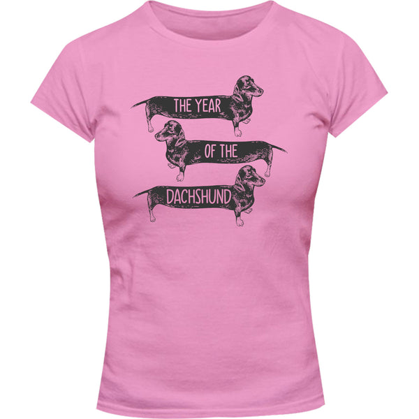 Year Of The Dachshund - Ladies Slim Fit Tee - Graphic Tees Australia