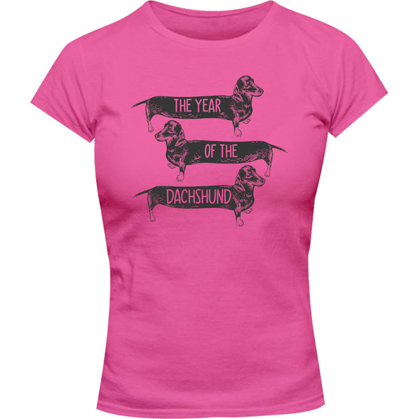 Year Of The Dachshund - Ladies Slim Fit Tee - Graphic Tees Australia