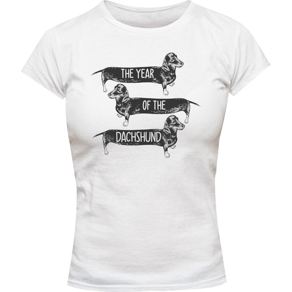 Year Of The Dachshund - Ladies Slim Fit Tee - Graphic Tees Australia