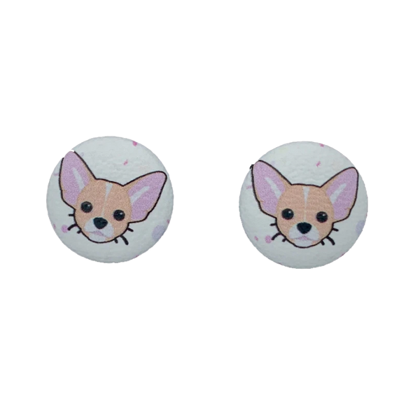 Chihuahua Button Earrings