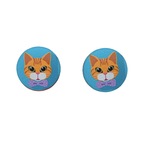 Ginger Cat Button Earrings