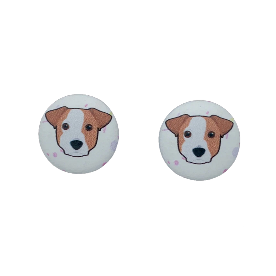 Jack Russell Button Earrings
