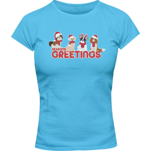 Season's Greetings Dogs - Ladies Slim Fit Tee