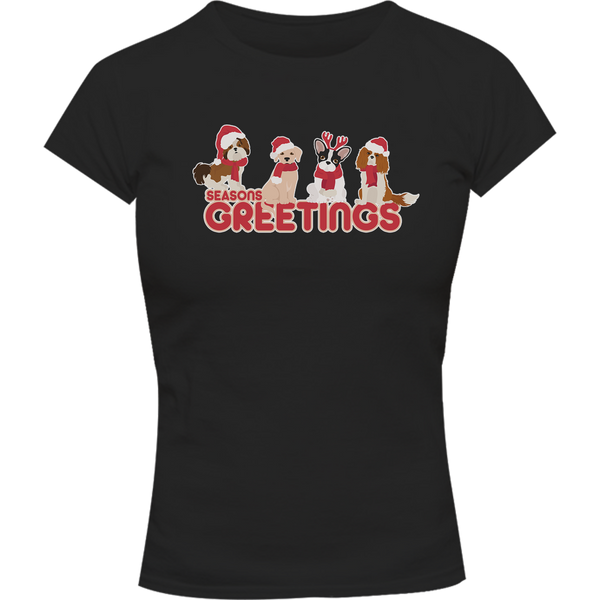 Season's Greetings Dogs - Ladies Slim Fit Tee