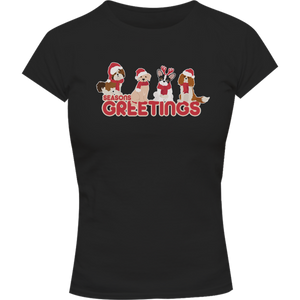 Season's Greetings Dogs - Ladies Slim Fit Tee