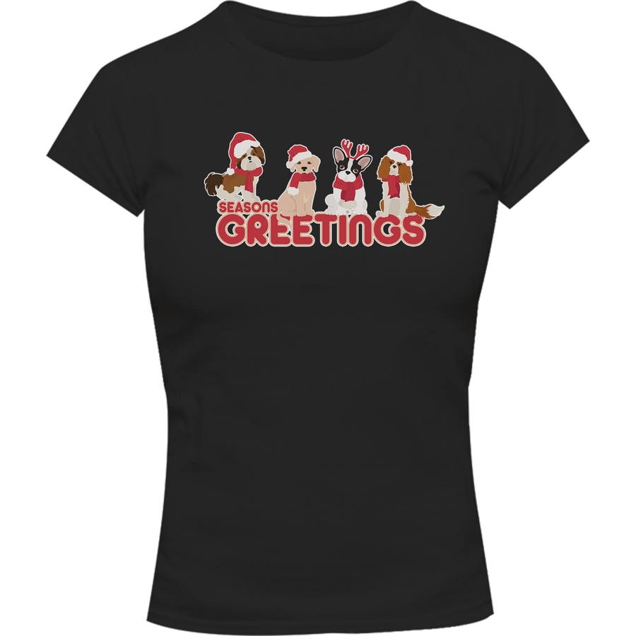 Season's Greetings Dogs - Ladies Slim Fit Tee