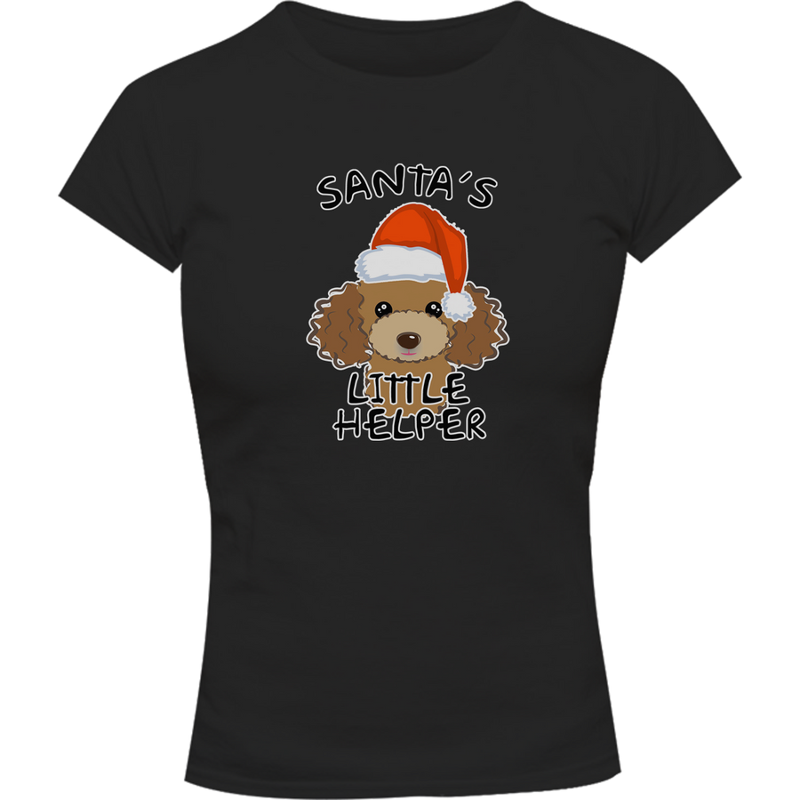 Santa's Little Helper Poodle - Ladies Slim Fit Tee