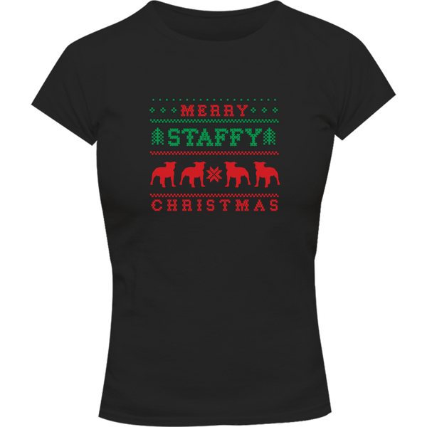 Merry Staffy Christmas - Ladies Slim Fit Tee