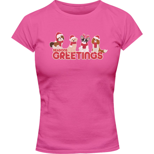 Season's Greetings Dogs - Ladies Slim Fit Tee