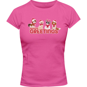 Season's Greetings Dogs - Ladies Slim Fit Tee