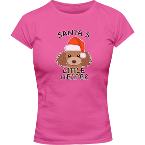 Santa's Little Helper Poodle - Ladies Slim Fit Tee