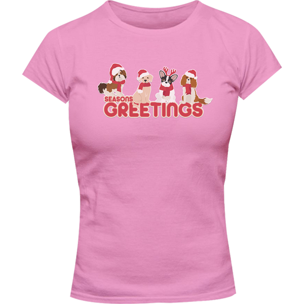 Season's Greetings Dogs - Ladies Slim Fit Tee