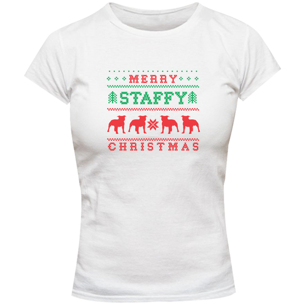 Merry Staffy Christmas - Ladies Slim Fit Tee