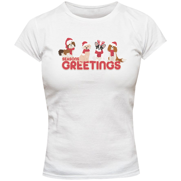 Season's Greetings Dogs - Ladies Slim Fit Tee