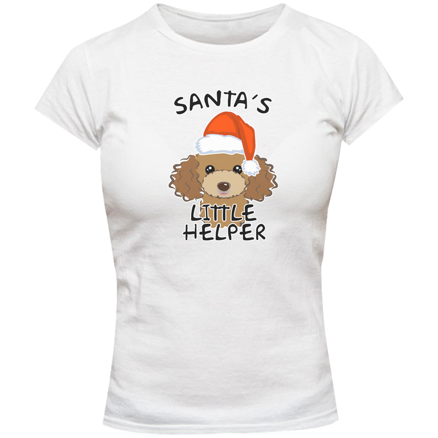 Santa's Little Helper Poodle - Ladies Slim Fit Tee