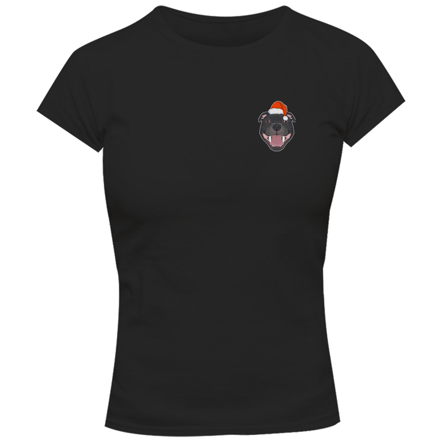 Christmas Staffy Pocket - Ladies Slim Fit Tee