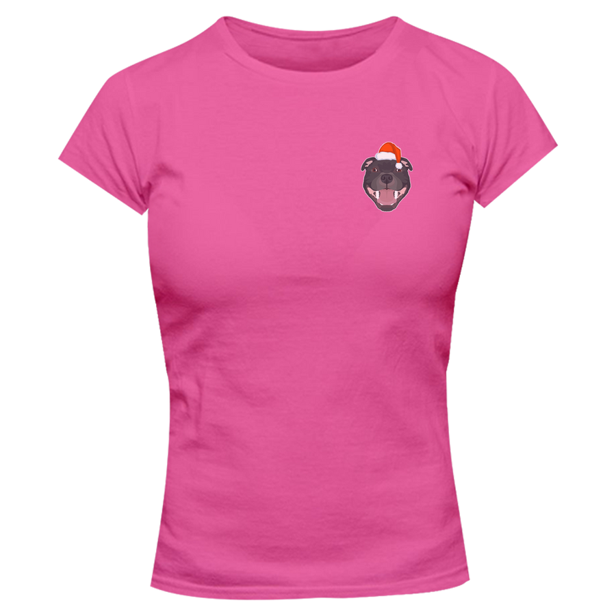 Christmas Staffy Pocket - Ladies Slim Fit Tee