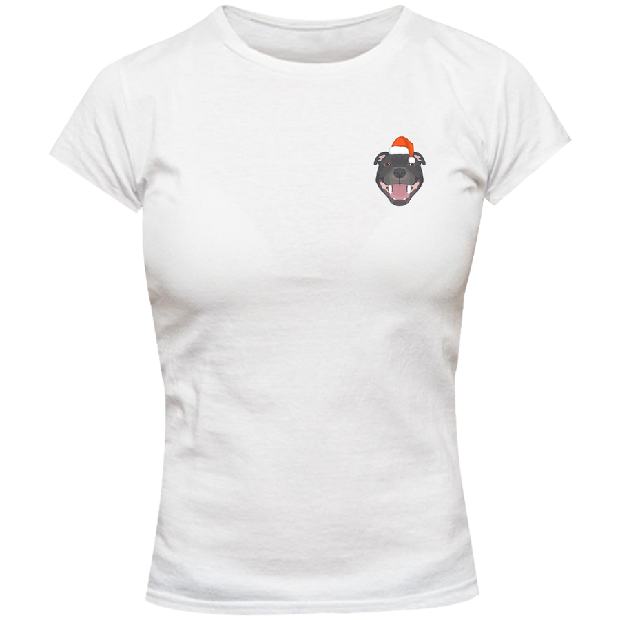 Christmas Staffy Pocket - Ladies Slim Fit Tee