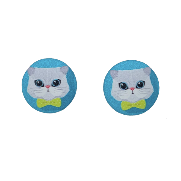 Persian Cat Button Earrings