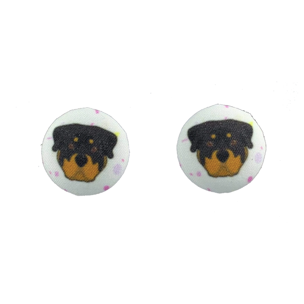 Rottweiler Button Earrings