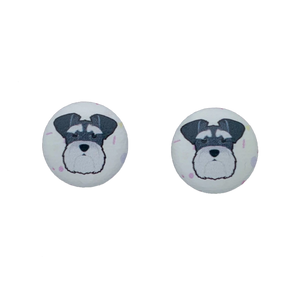 Schnauzer Button Earrings